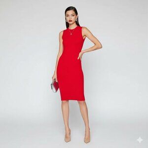 Flora Flora Esme Dress | Bright Red Ribbed Tank Dress | NWT | M